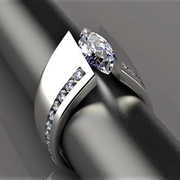 Jewelry - ✨Marquis Inlaid Alloy Cool Trendy Silver Plated Ring for Women/Men,UNVN12376